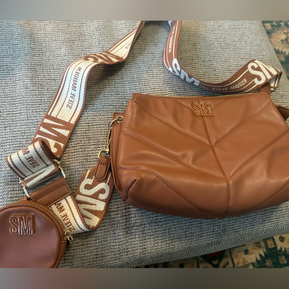 Steve Madden Brown Quilted Belt Bag